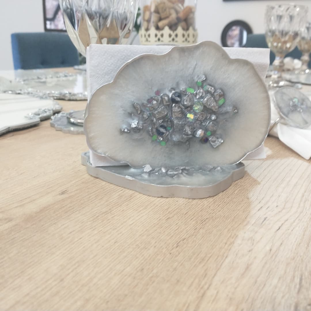 Napkin Holder — Marble Silver