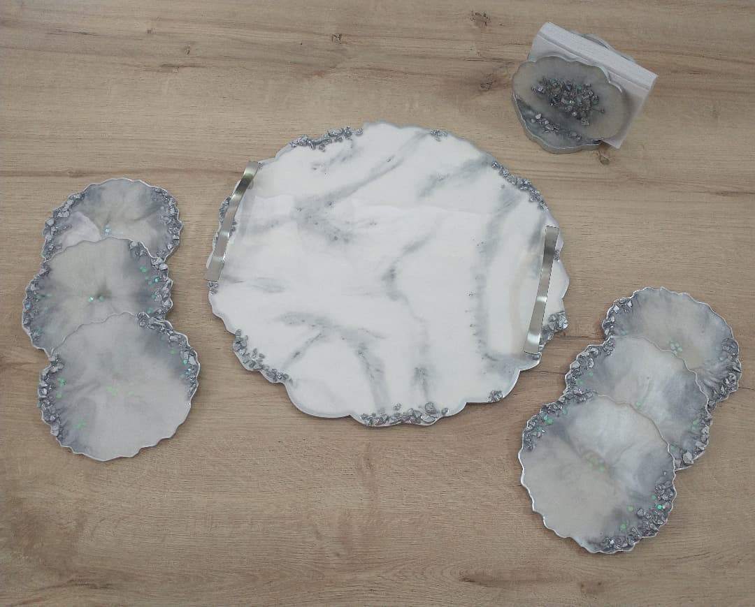 Placemat Set — Marble Silver Geode - View 12