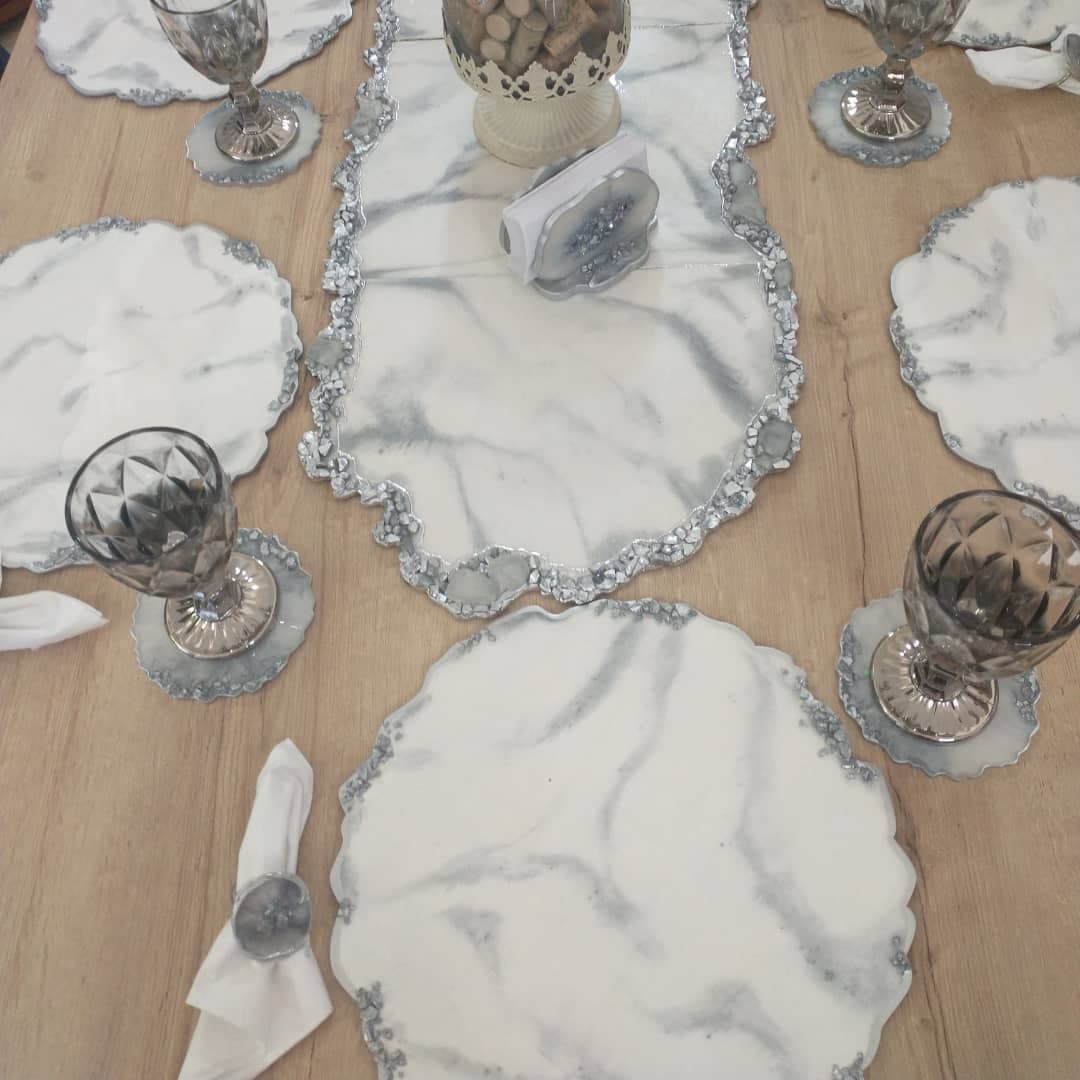 Placemat Set — Marble Silver Geode - View 10