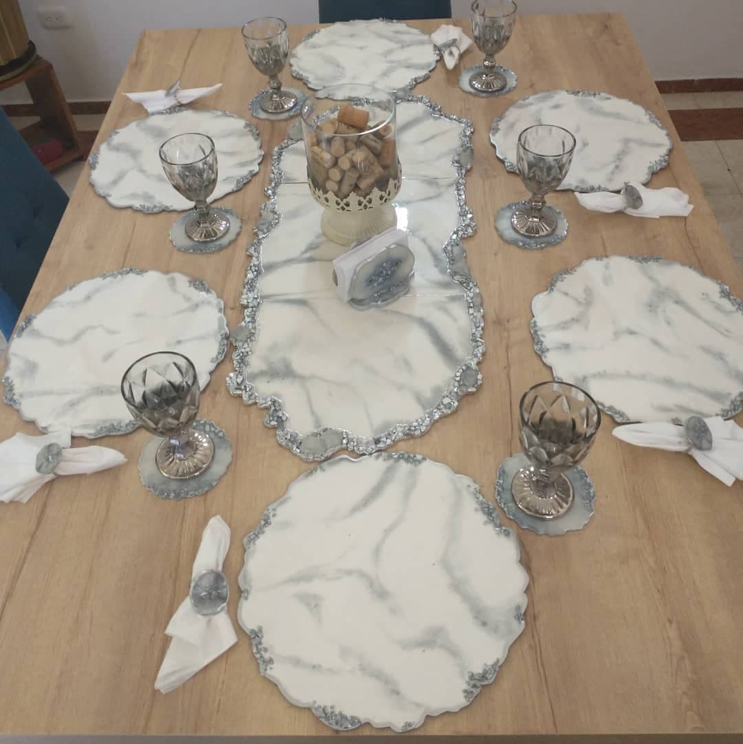 Placemat Set — Marble Silver Geode - View 5
