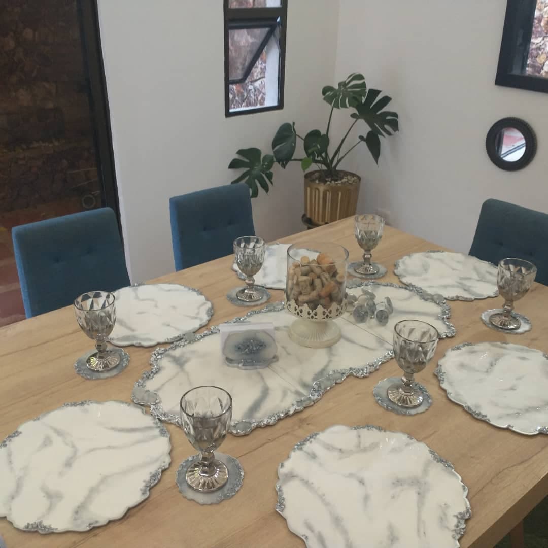 Placemat Set — Marble Silver Geode - View 4
