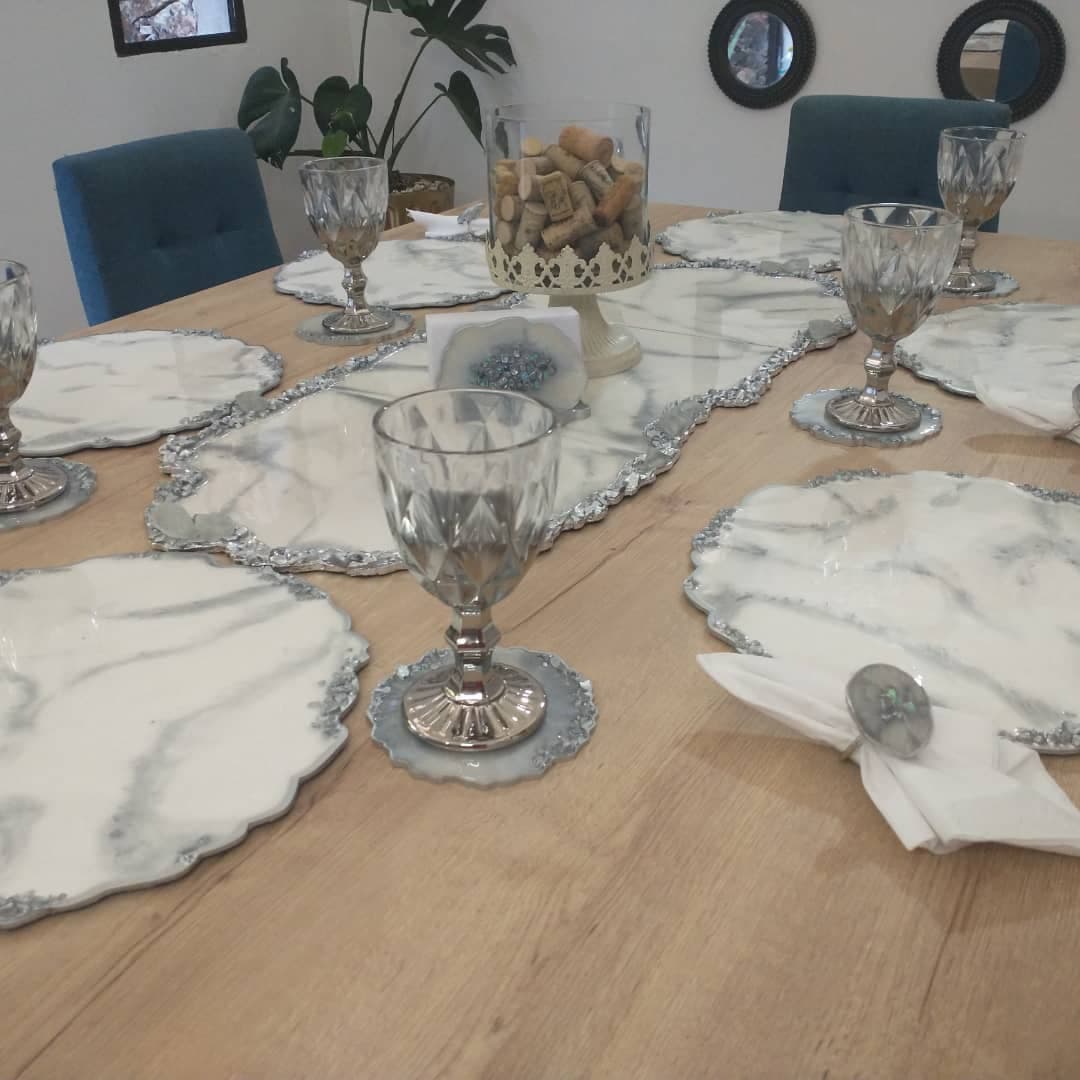 Placemat Set — Marble Silver Geode - View 3