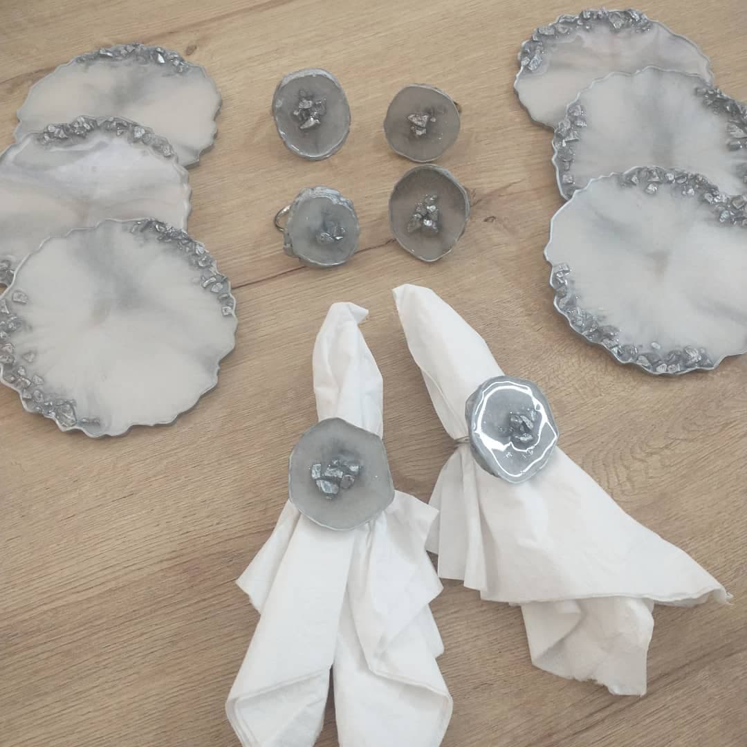Placemat Set — Marble Silver Geode - View 7
