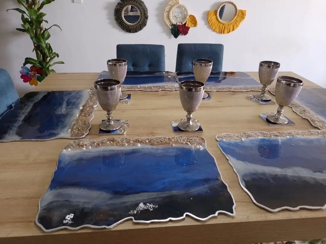 Placemat Set — Navy Dark Rectangular - View 4