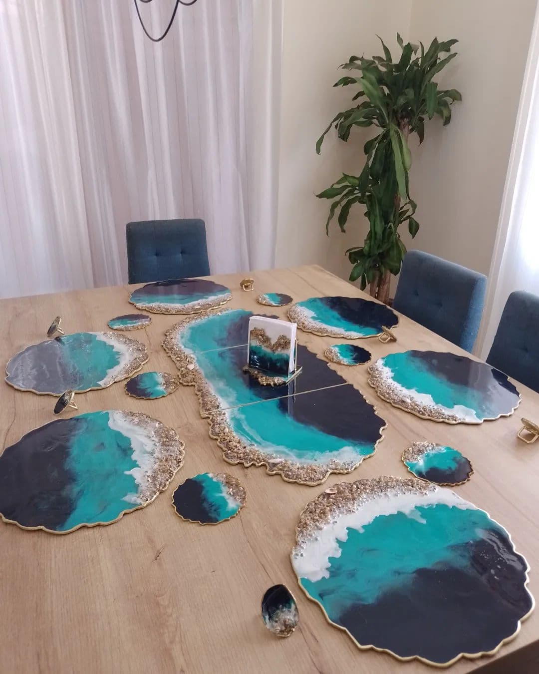 Table Runner — Navy Caribbean - View 9