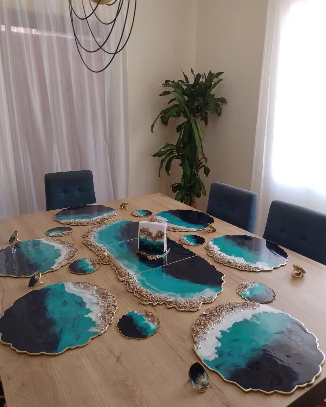 Table Runner — Navy Caribbean - View 4