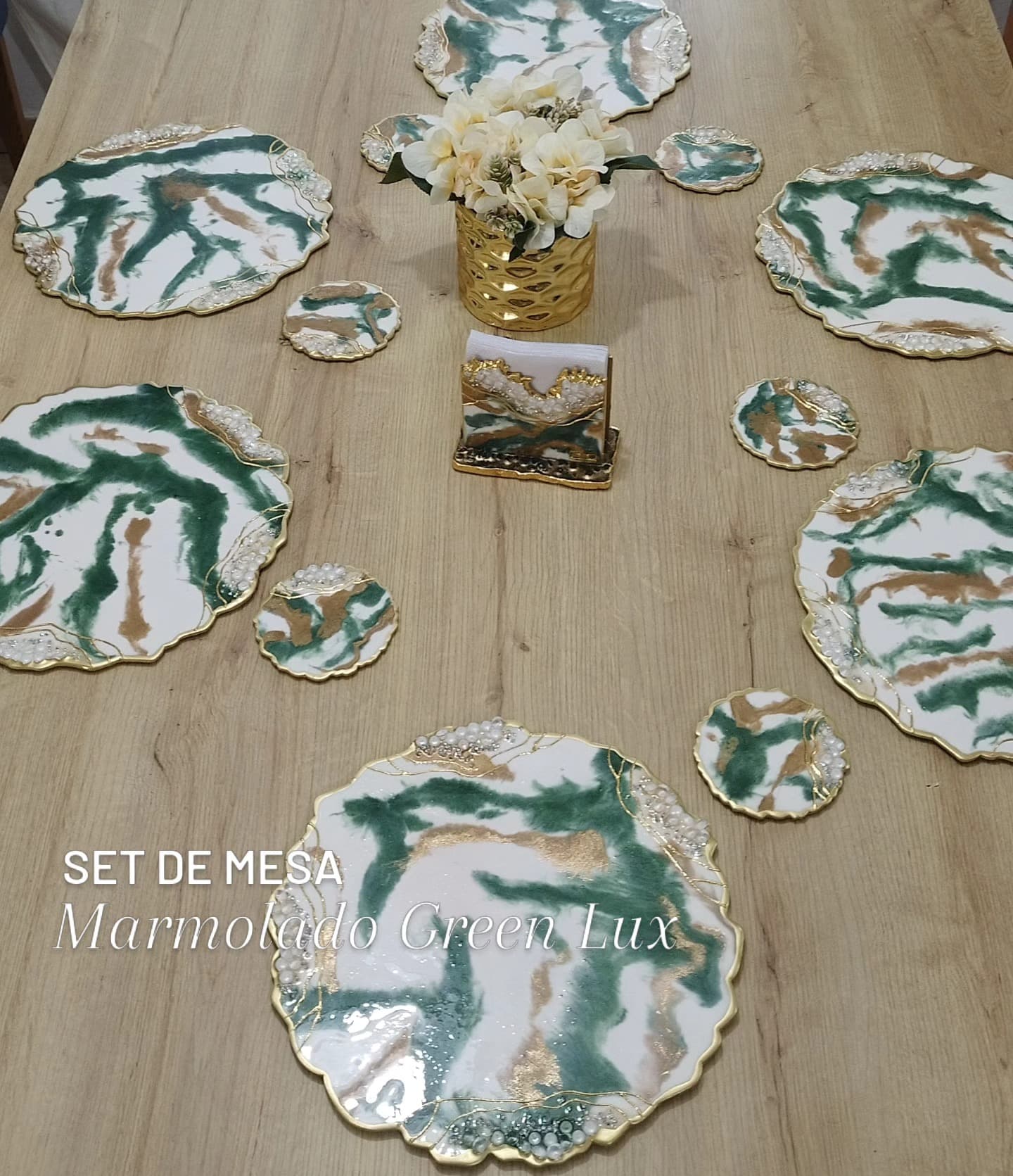 Placemat Set — Marble Green