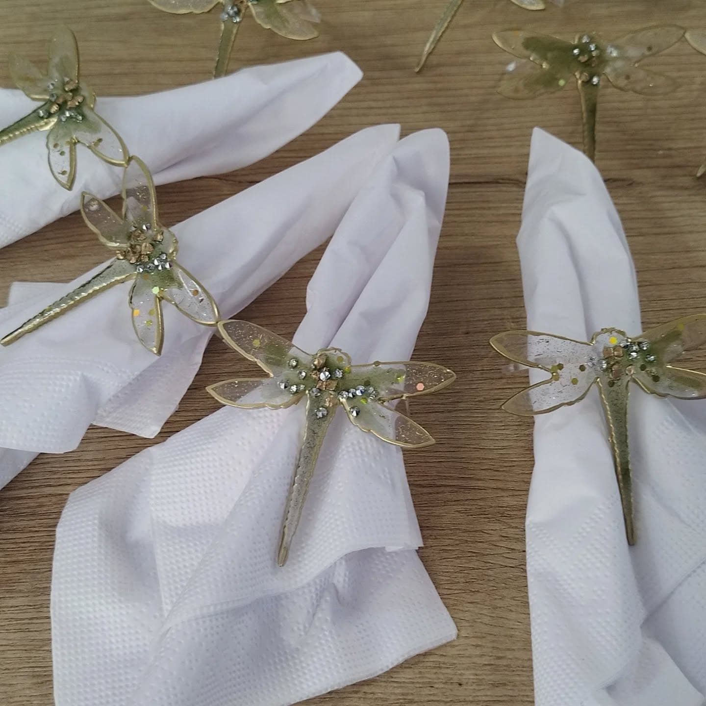 Napkin Ring Set — Dragonflies Green