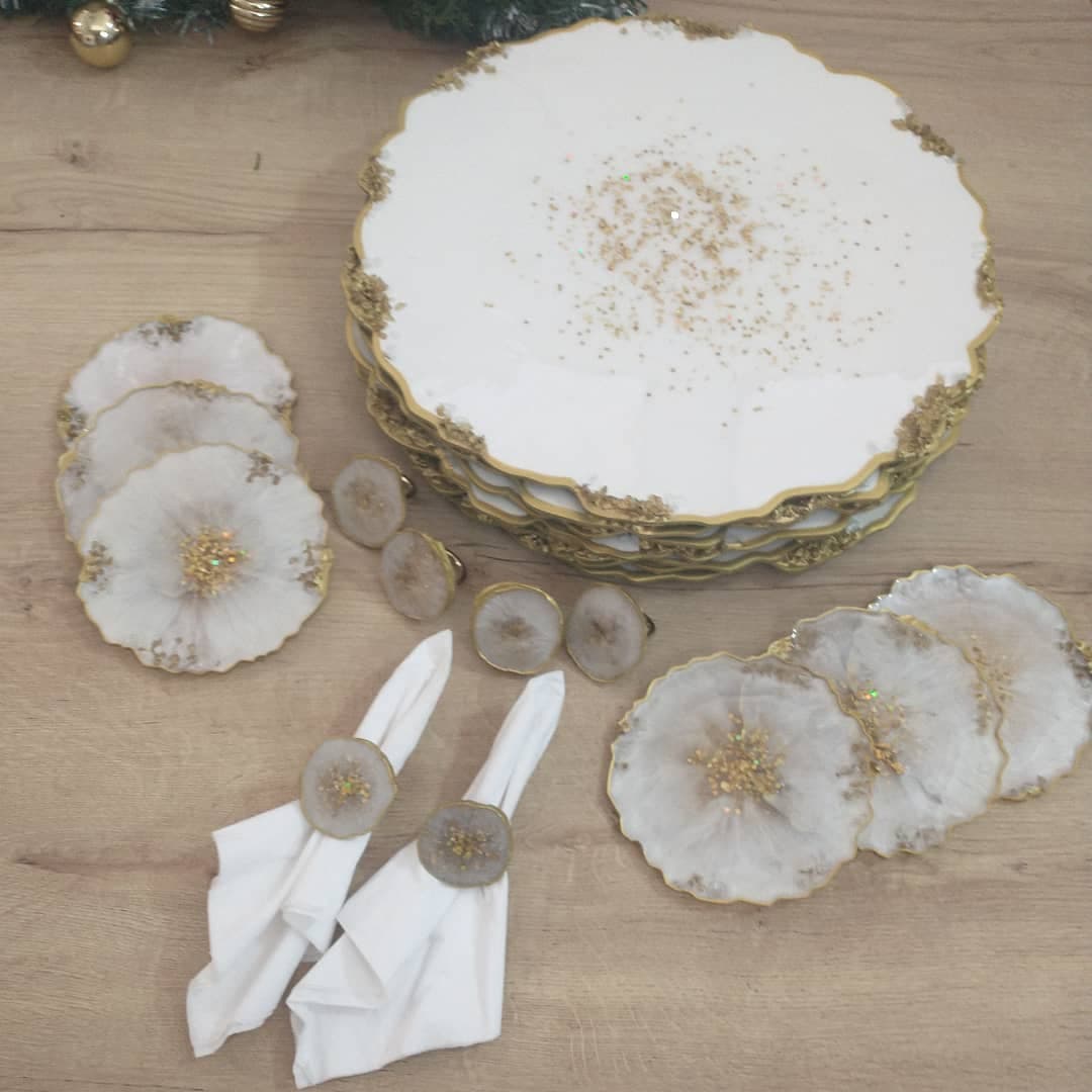 Napkin Ring Set — Geode White