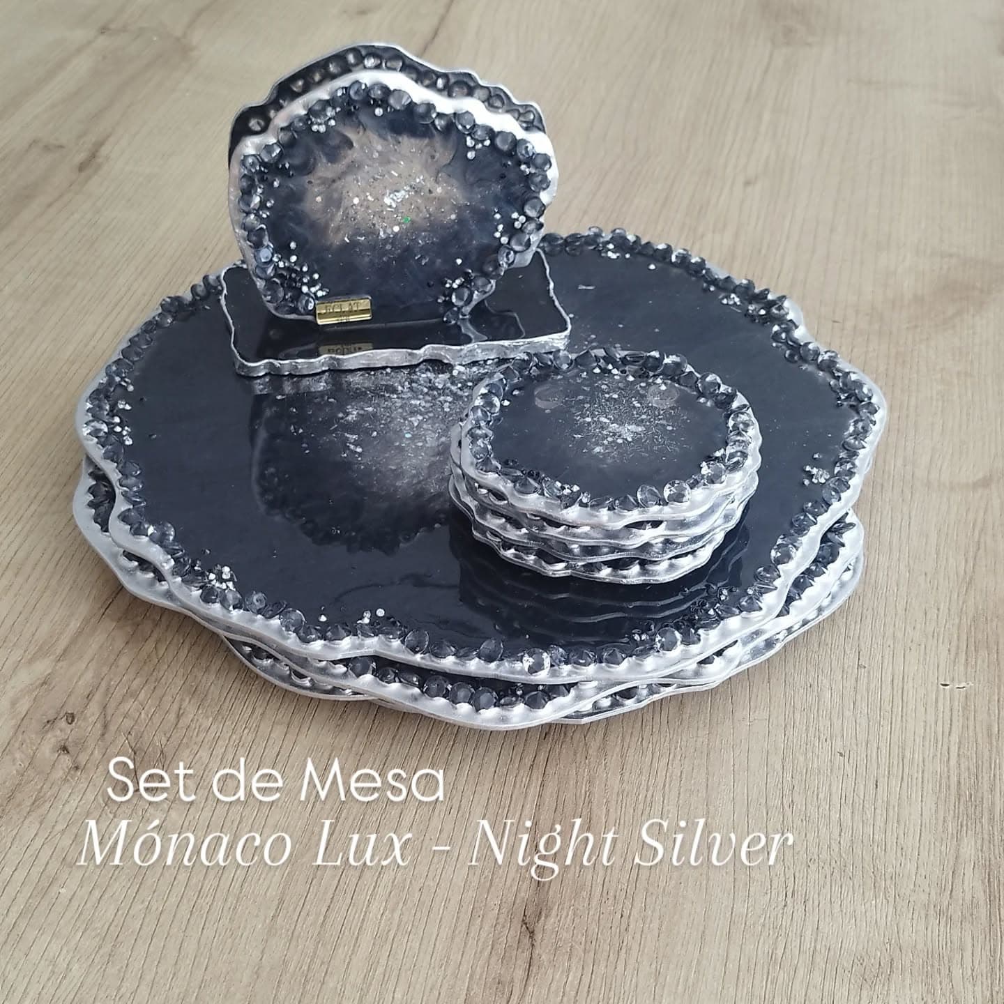 Placemat Set — Monaco Night Silver