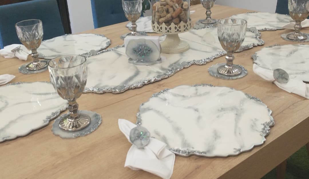Coaster Set — Marble Silver