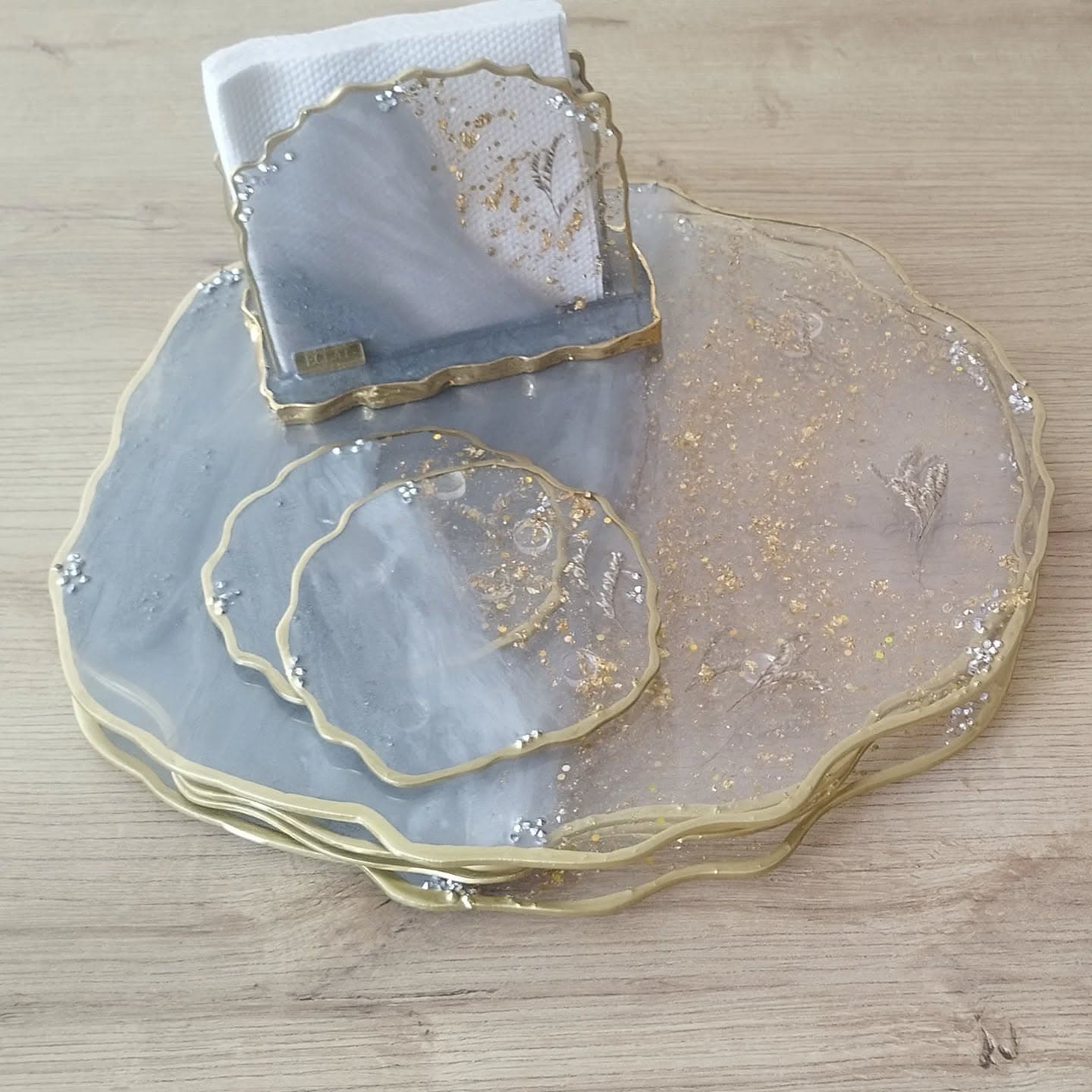 Placemat Set — Venecia Gray Silver - View 3