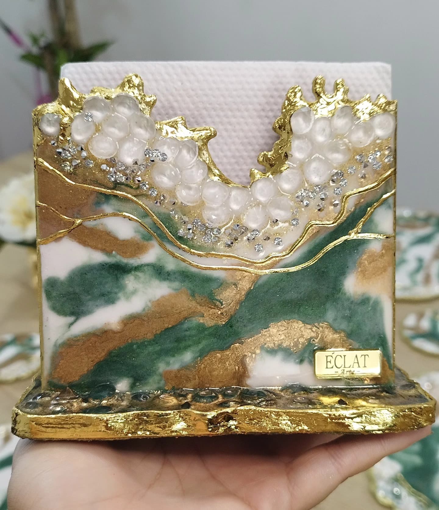 Napkin Holder — Marble Green