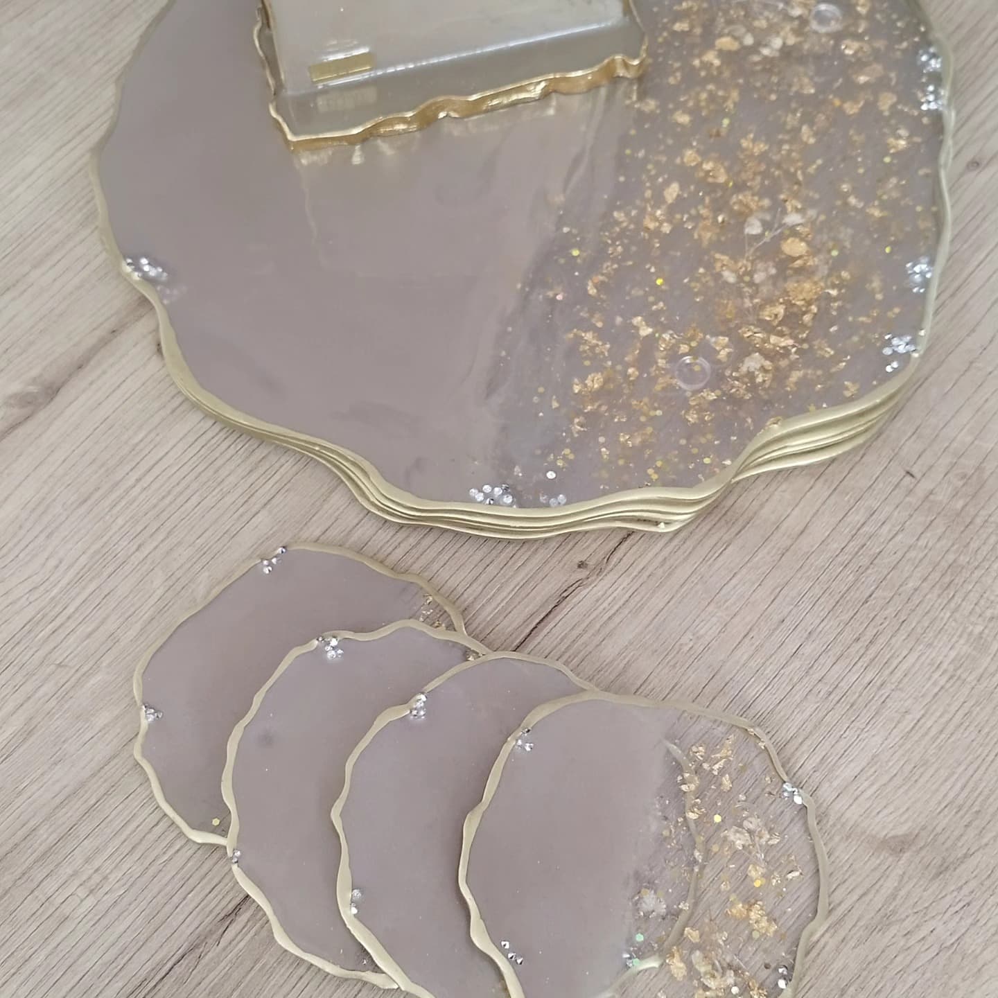 Coaster Set — Venecia Beige Dark