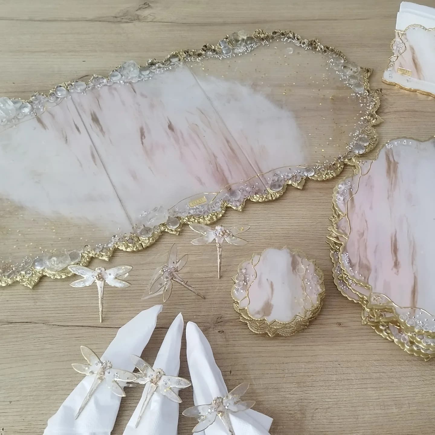Napkin Ring Set — Dragonflies Pink