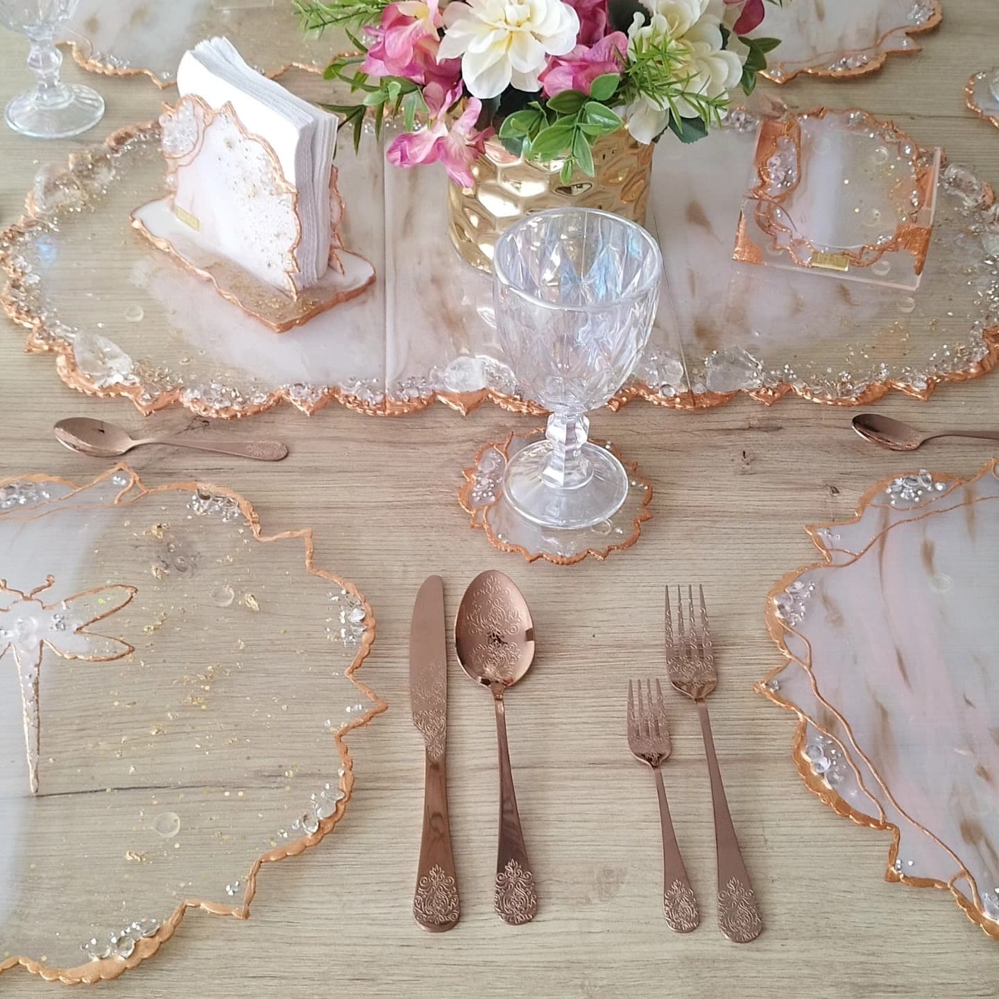Table Runner — Italy Gold Pink - View 6