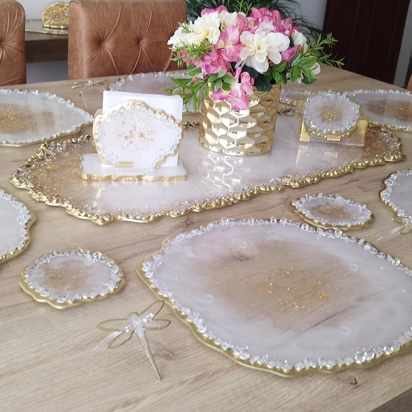 Napkin Ring Set — Dragonflies White