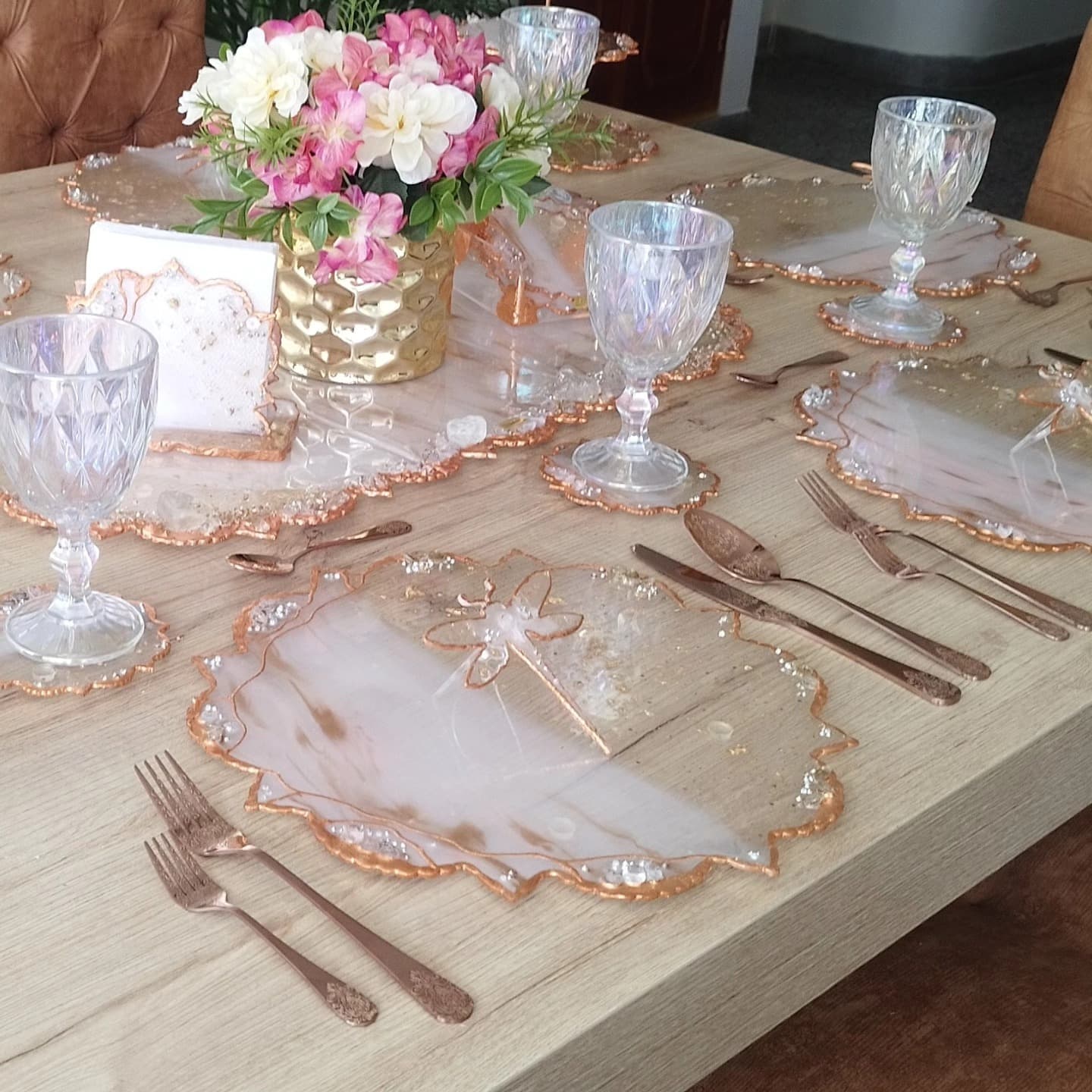Table Runner — Italy Gold Pink - View 3