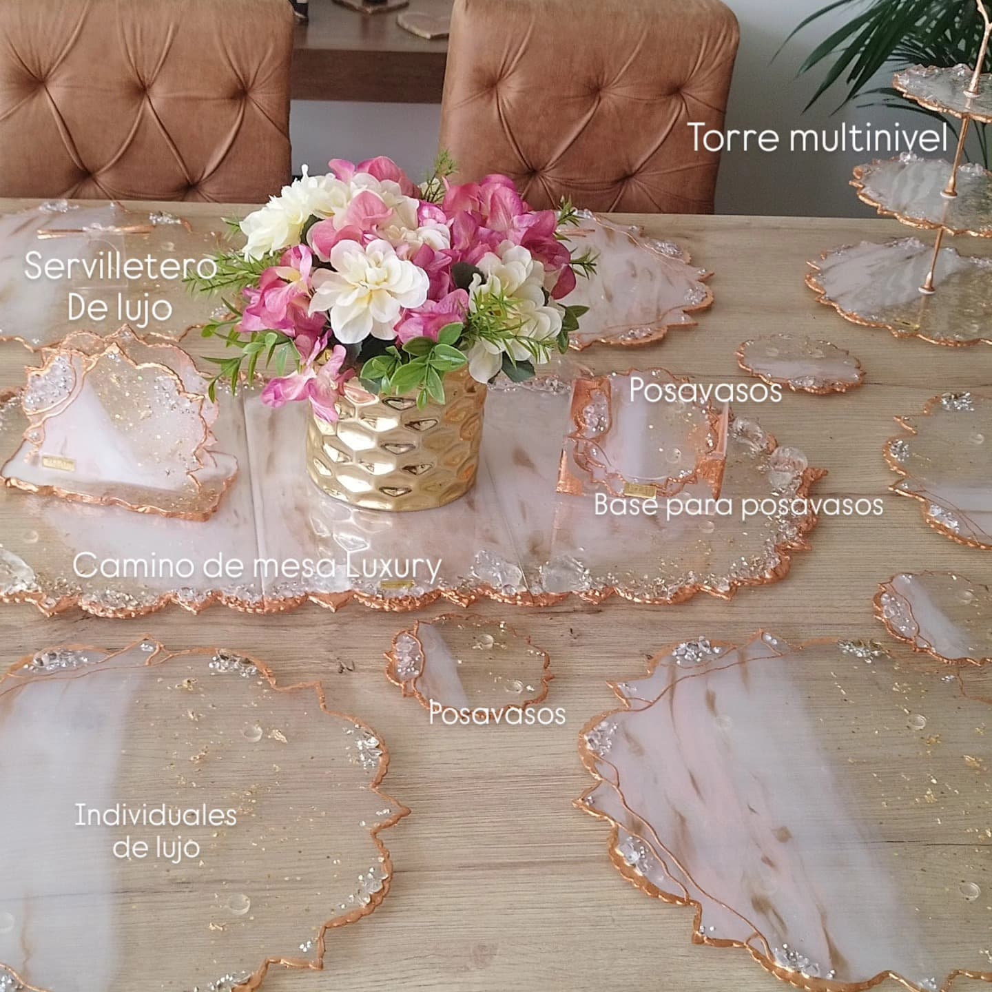 Table Runner — Italy Gold Pink - View 5
