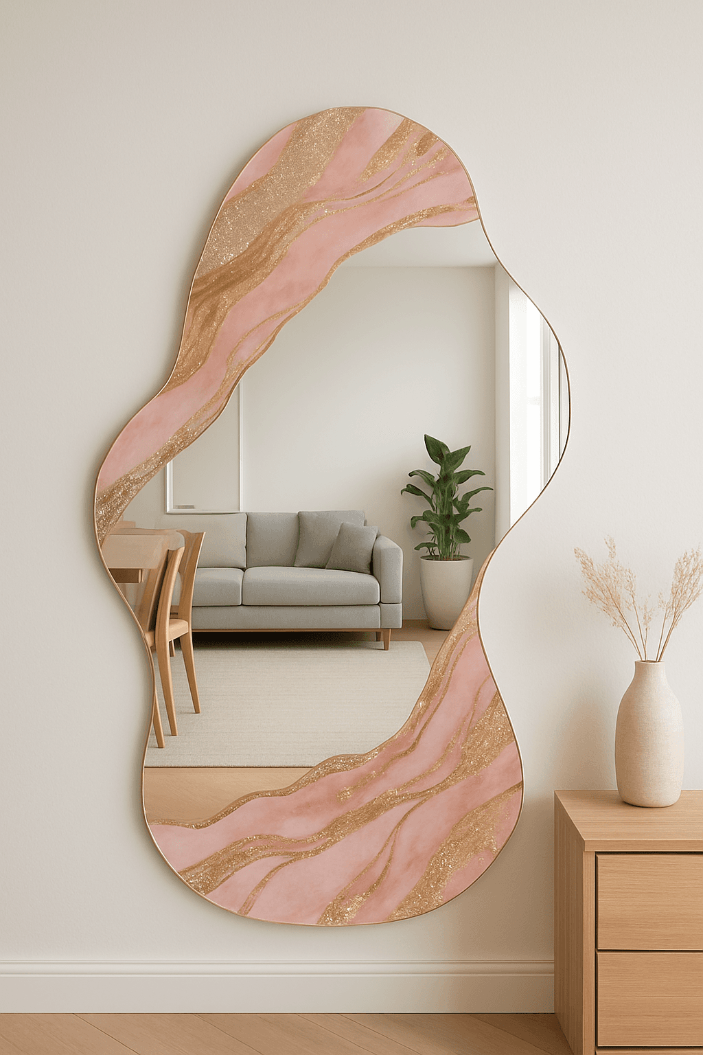 Luxury Mirror — Irregular Pink