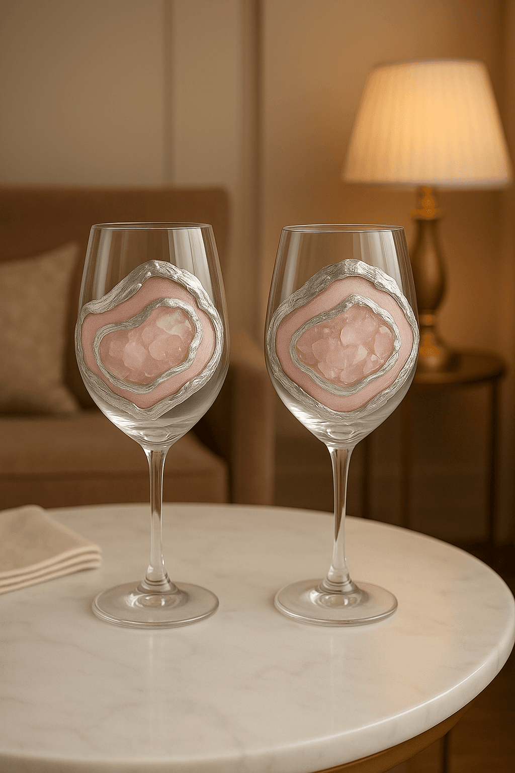 Wine Glass Set — Palo of Pink and Silver