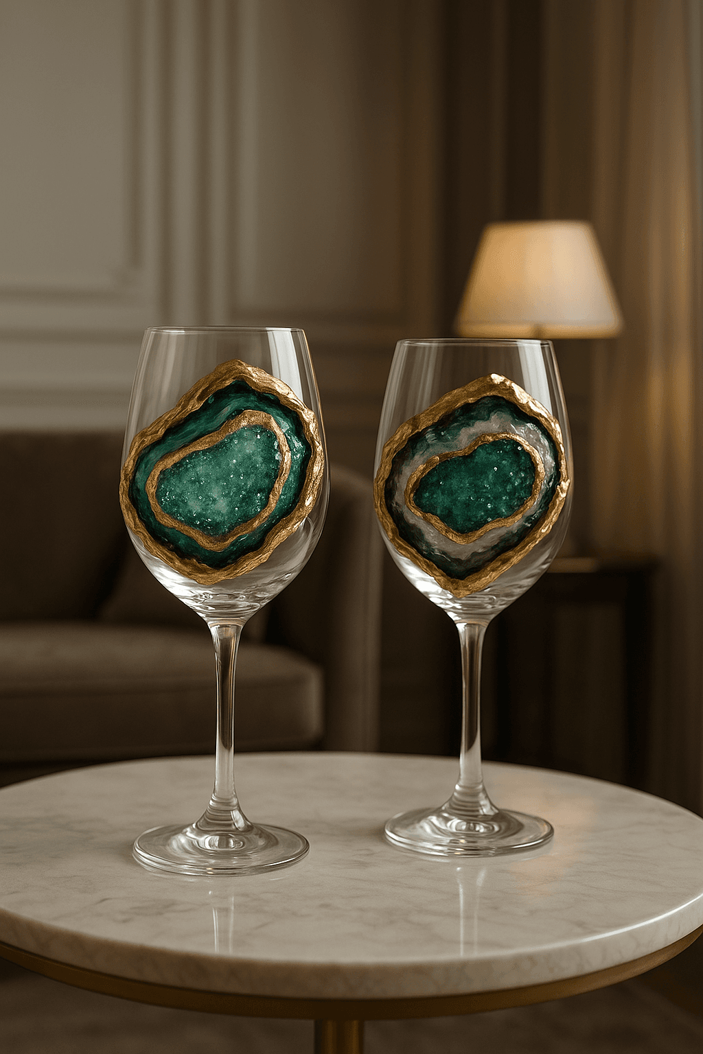 Wine Glass Set — Green Emerald