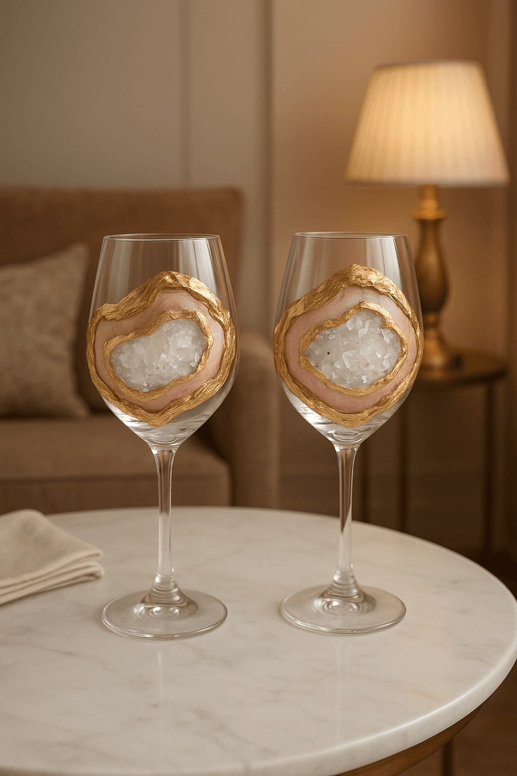 Wine Glass Set — Palo of Pink and Gold